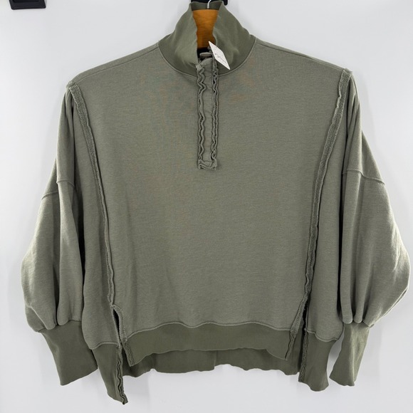 Free People We The Free Camden Henley Sweatshirt LAUREL OAK Sz Small - Picture 6 of 10